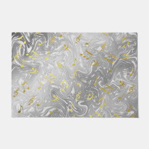 elegant music notes pattern doormat