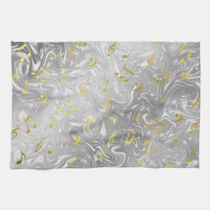elegant music notes pattern kitchen towel