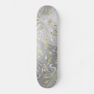 elegant music notes pattern skateboard