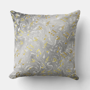 elegant music notes pattern throw pillow