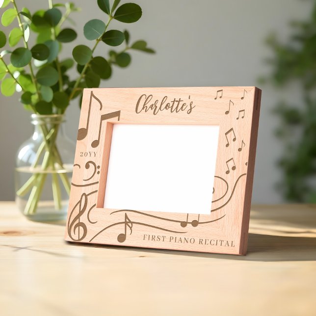 Elegant Music Notes Personalized Name Keepsake Etched Frames (Elegant Music Notes Personalized Name Keepsake Etched Frames)