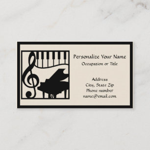 Elegant Music Piano Keyboard Clef Note Stylish Business Card