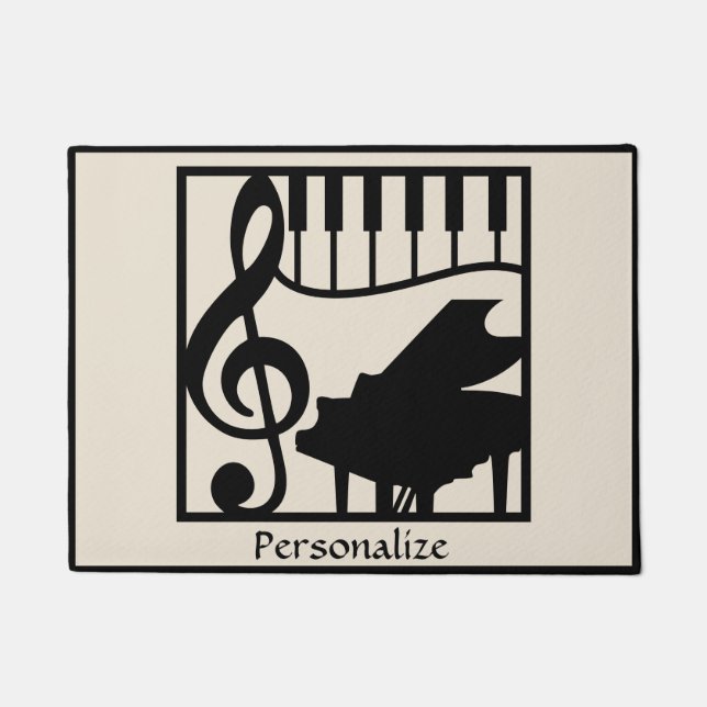 Elegant Music Piano Keyboard Clef Note Stylish Doormat (Front)