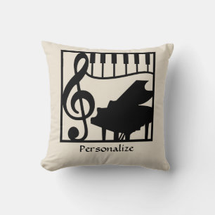 Elegant Music Piano Keyboard Clef Note Stylish Throw Pillow