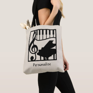 Elegant Music Piano Keyboard Clef Note Stylish Tote Bag