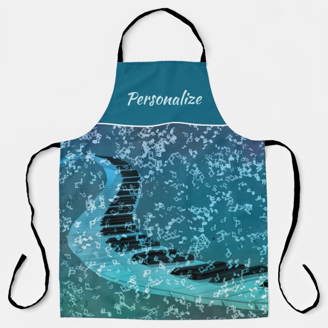 Elegant Music Piano Keys Musician Blue Black Apron (Front)