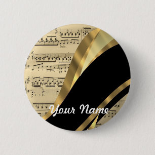 Elegant music sheet 2 inch round button