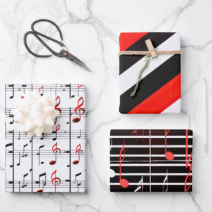Elegant Music Sheet Red, White, and Black Wrapping