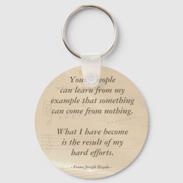 Elegant Music Teacher Haydn Quote Keychain (Front)