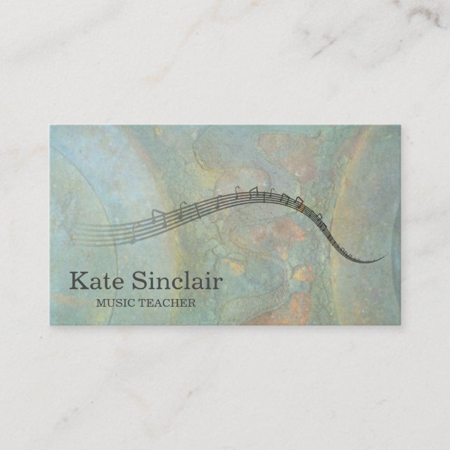 Elegant Music Teacher Keys Musical Business Card (Front)