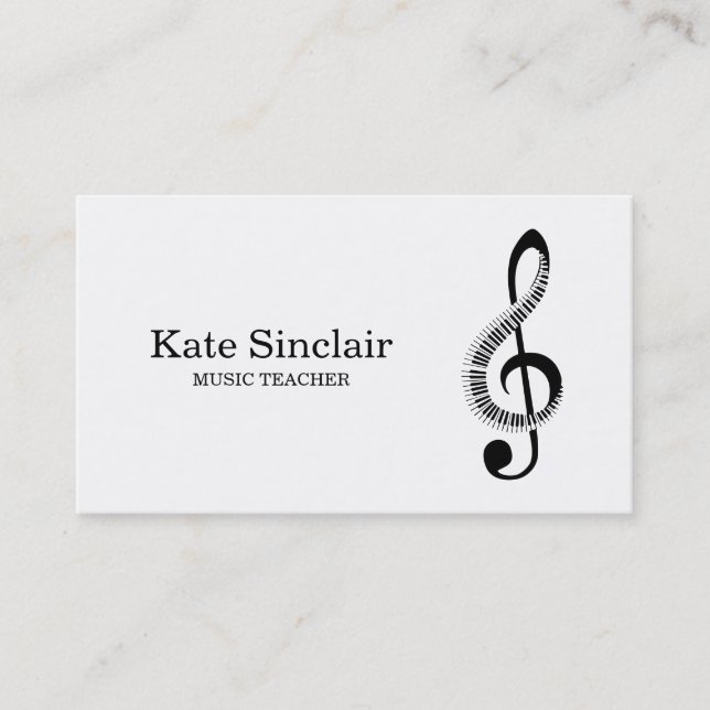 Elegant Music Teacher Piano Keys Musical Business  Business Card (Front)