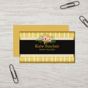 Elegant Music Teacher Piano Keys Musical Business Card