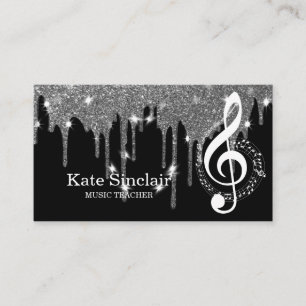 Elegant Music Teacher Piano Keys Musical Business Card