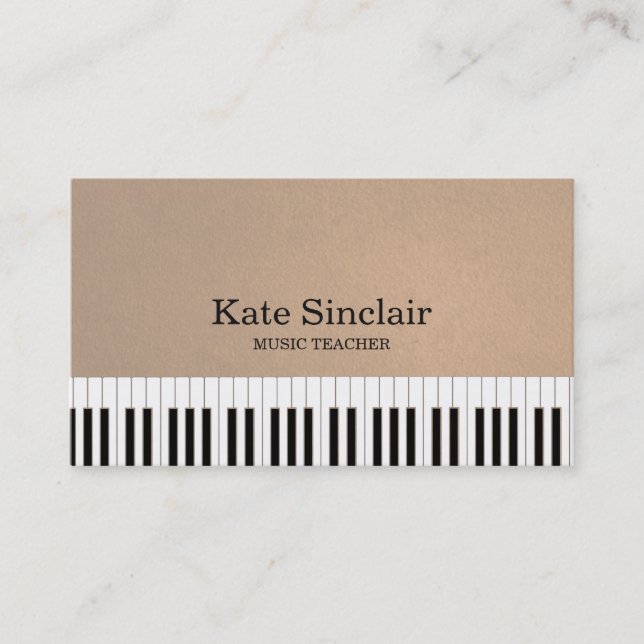 Elegant Music Teacher Piano Keys Musical Business Card (Front)