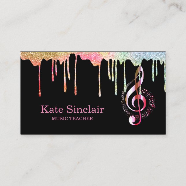 Elegant Music Teacher Piano Keys Musical Business Card (Front)