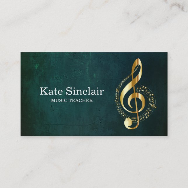 Elegant Music Teacher Piano Keys Musical Business Card (Front)