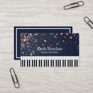 Elegant Music Teacher Piano Keys Musical Business Card