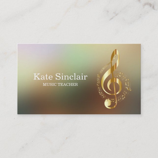Elegant Music Teacher Piano Keys Musical Business Card (Front)