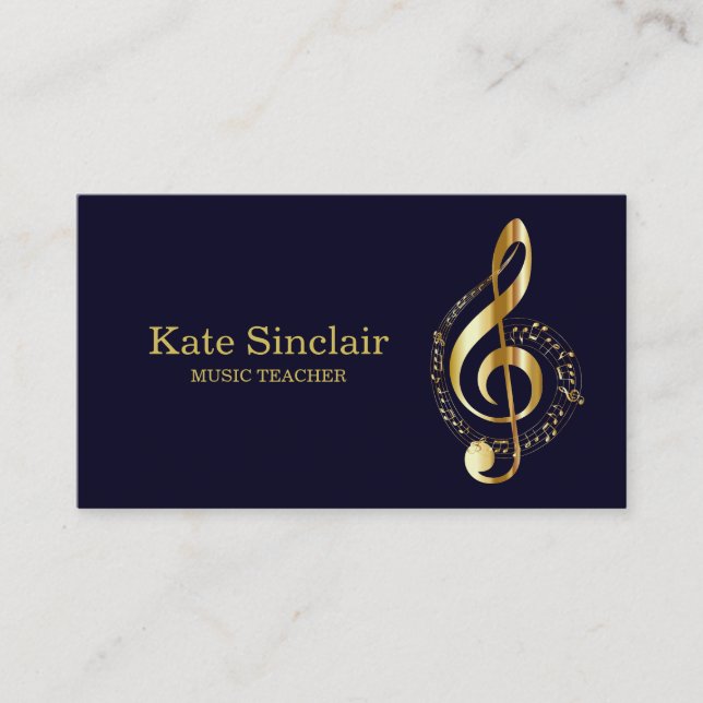Elegant Music Teacher Piano Keys Musical Business Card (Front)