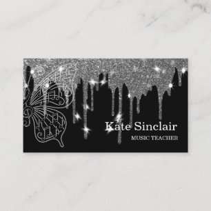 Elegant Music Teacher Piano Keys Musical Butterfly Business Card