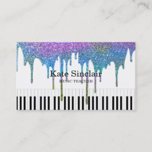Elegant Music Teacher Piano Keys Musical Drip Business Card