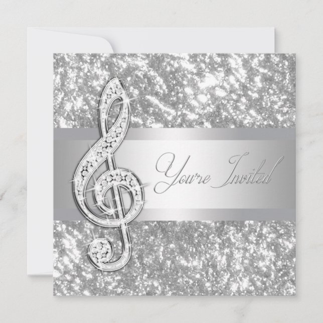 Elegant Music Treble Clef Recital Invitation (Front)