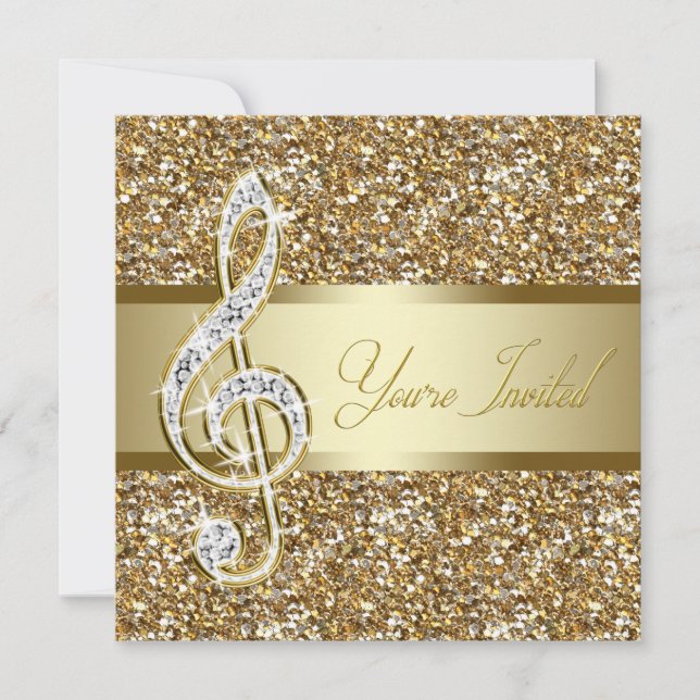 Elegant Music Treble Clef Symphony Concert Recital Invitation (Front)