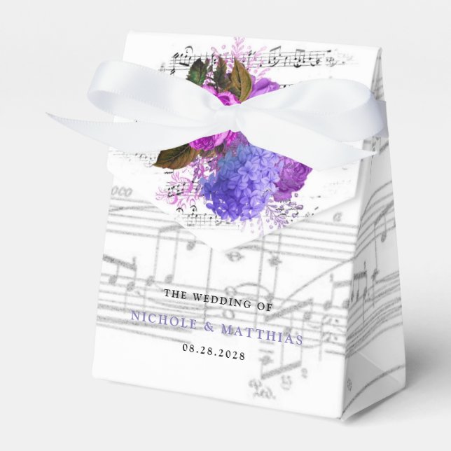 Elegant Musical Floral Wedding Favor Box (Front Side)