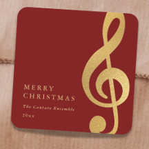 Elegant Musical Gold Treble Clef Merry Christmas