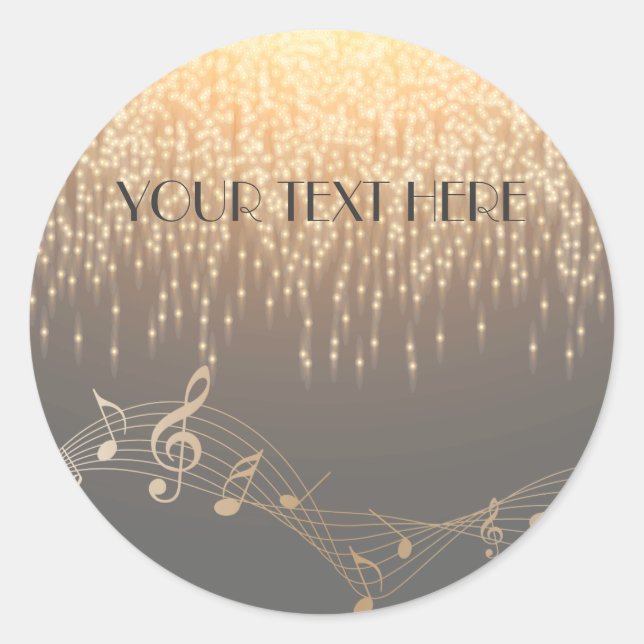 Elegant Musical Note sparkle confetti design Classic Round Sticker (Front)