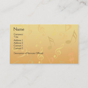 Elegant Musical Notes Business Card - Gold Music