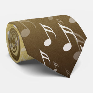 Elegant Musical Notes on a Gold Background Tie