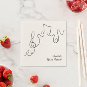 Elegant Musical Notes Treble Clef Music Event Napkin