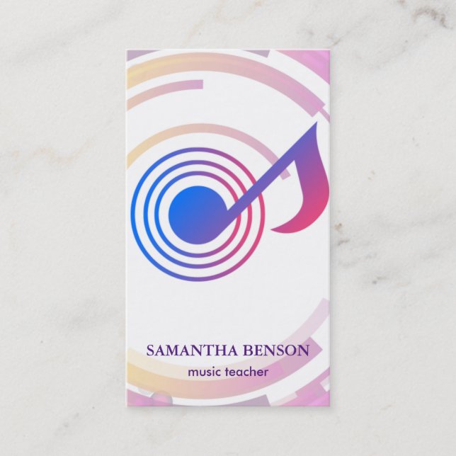 Elegant Musician Business card with Music Note (Front)