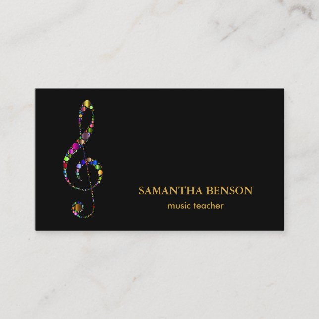 Elegant Musician Business card with Music Note (Front)