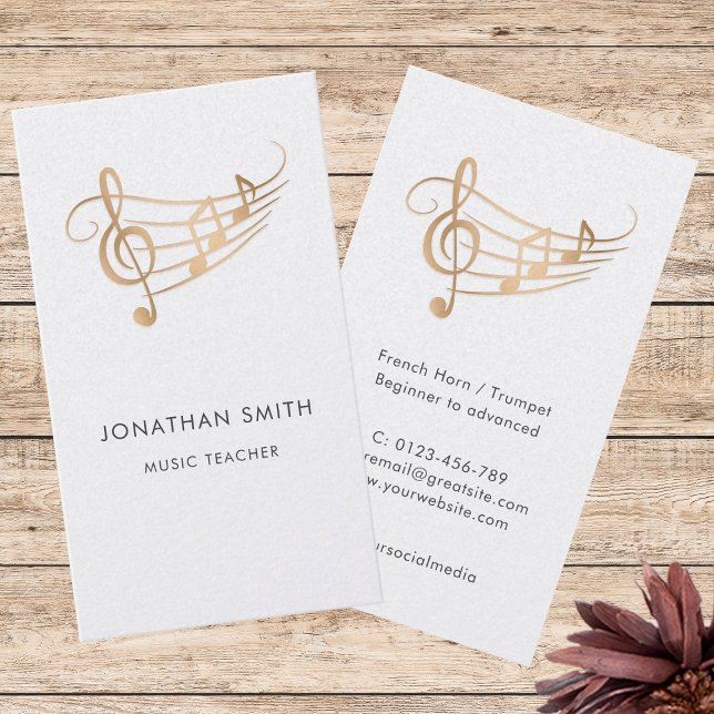 Elegant Musician Gold Music Notes Business Card (Creator Uploaded)
