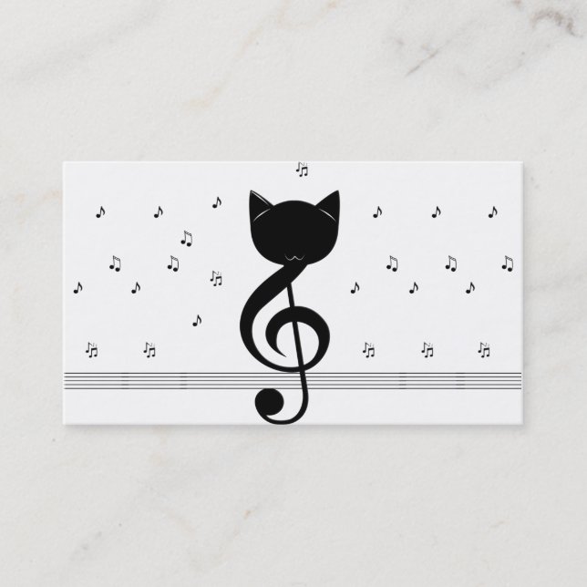 Elégant musicien Carte de visite avec note de musi (Devant)
