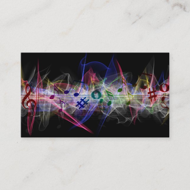 Elégant musicien Carte de visite avec note de musi (Devant)