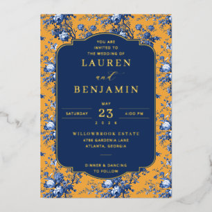 Elegant Mustard Floral Wedding Invitation