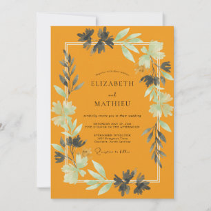 Elegant Mustard Leafy Wedding Invitation
