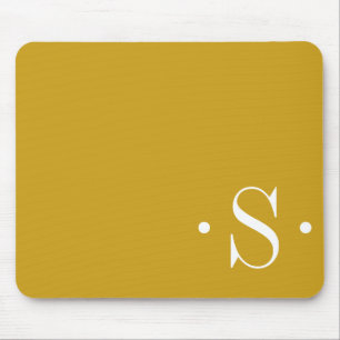 Elegant Mustard Monogram Mouse Pad