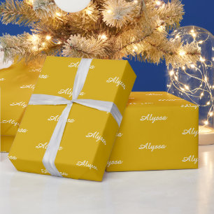 Elegant Mustard yellow custom script name chic  Wrapping Paper
