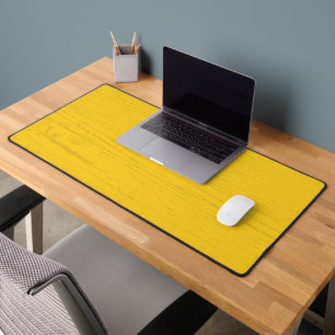 Elegant Mustard Yellow Wood Grain Desk Mat