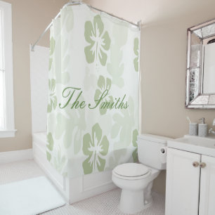 Elegant Muted Sage Hibiscus Pattern