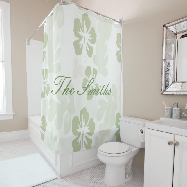Elegant Muted Sage Hibiscus Pattern  (In Situ)