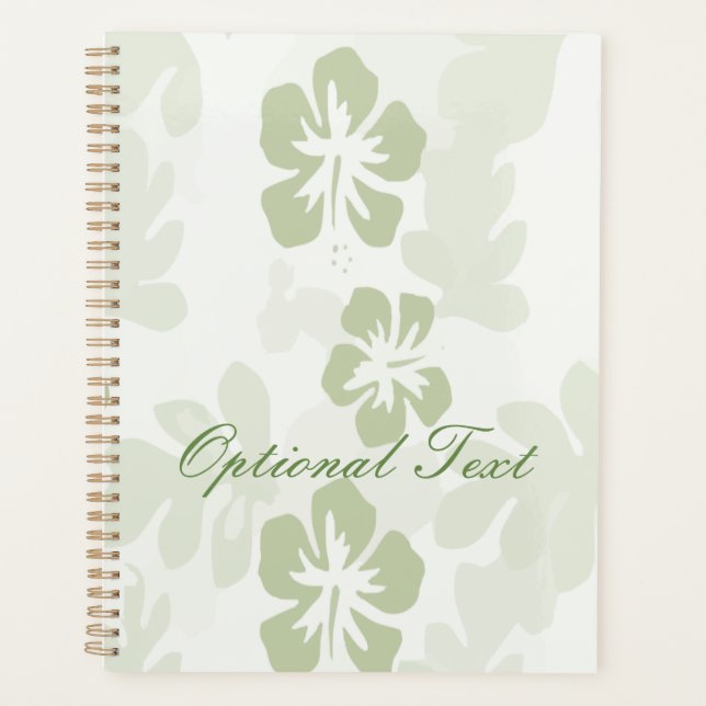 Elegant Muted Sage Hibiscus Pattern  Planner (Front)