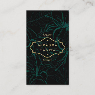Elegant Mystic Floral Pattern Green Business Card