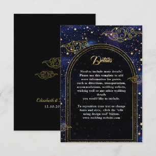 Elegant mystical celestial wedding details enclosure card