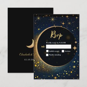 Elegant mystical moon celestial wedding RSVP card