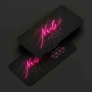 Elegant Nail Art Manicures Hot Pink Neon Business Card